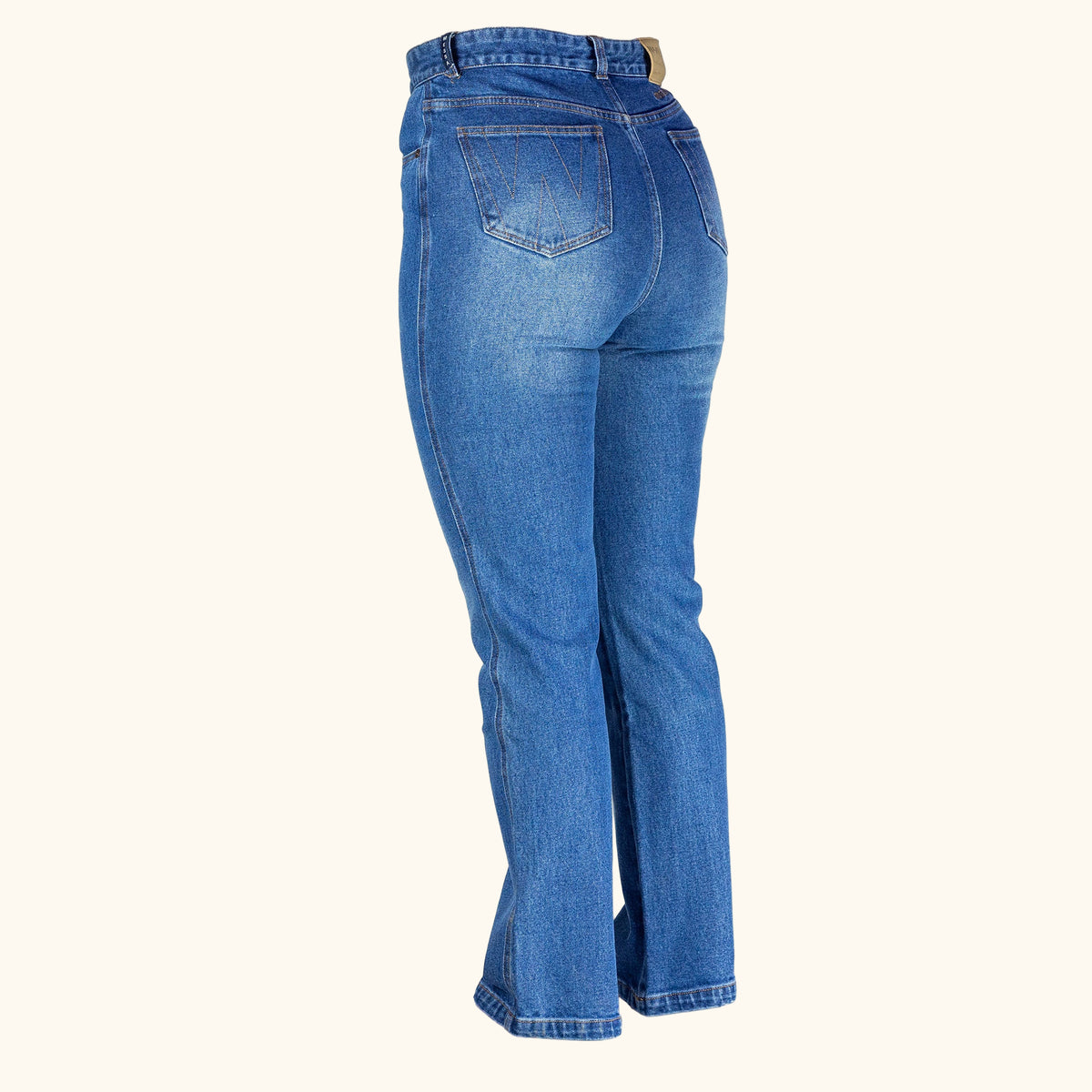 Womens boot cut wash jeans heavyweight non stretch- back