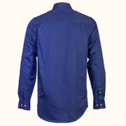 Navy 1/4 button work shirt-back