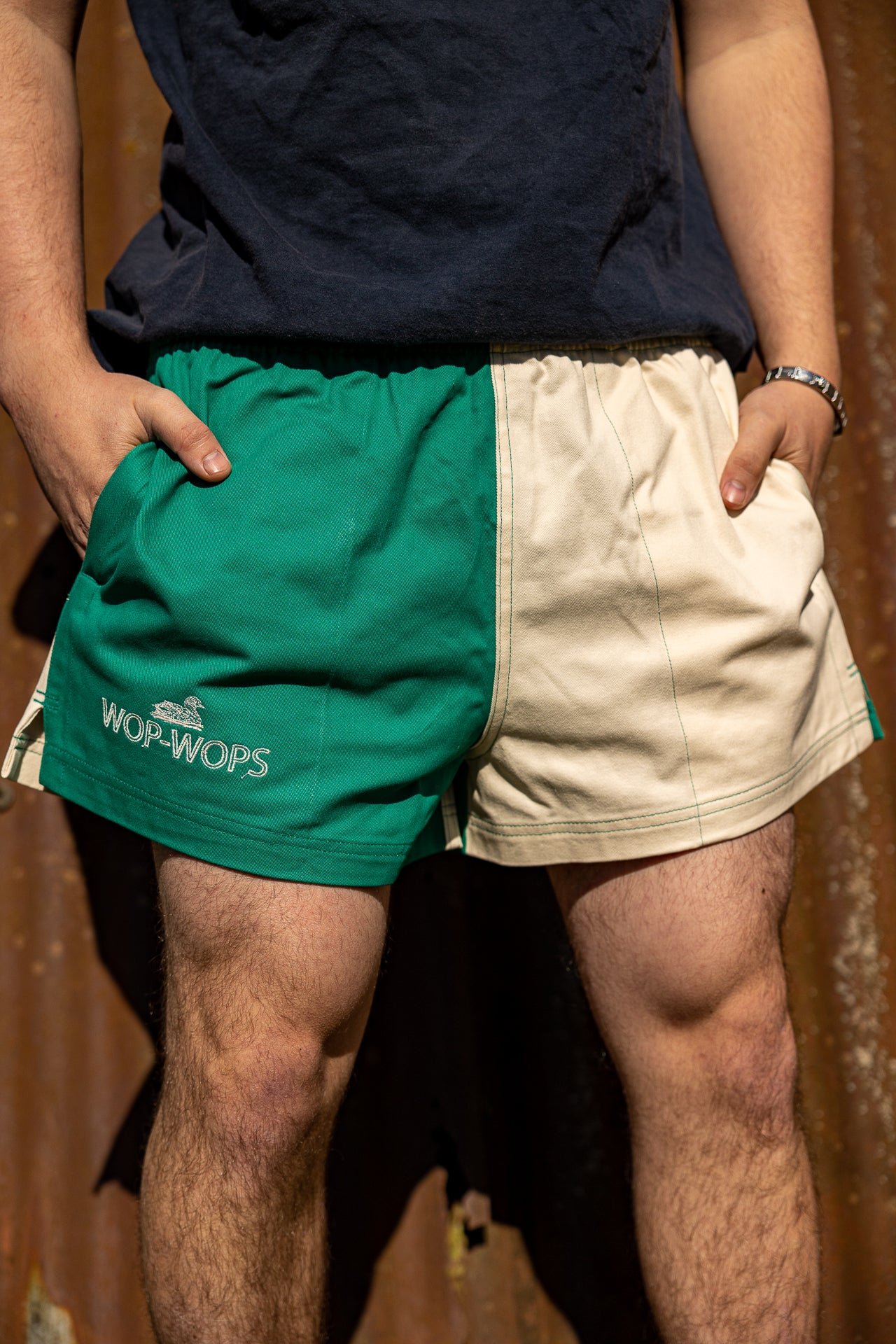 Wanaka Rugby Shorts Bottle Green/Cream